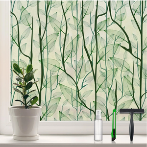 DKTIE Window Film Privacy with Installation Tools, Decorative Stained Glass Window Clings for Home, Static Cling Window Sticker for Front Door, Bathroom, Glass Door (Dark Green, 35.4'' x 78.7'') 3 Pack