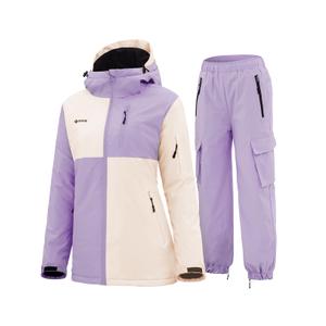 GEMYSE Women's Ski Snow Jackets and Pants Set Windproof Waterproof Snowsuit Warm Winter Snowboarding Insulated Coat, Large