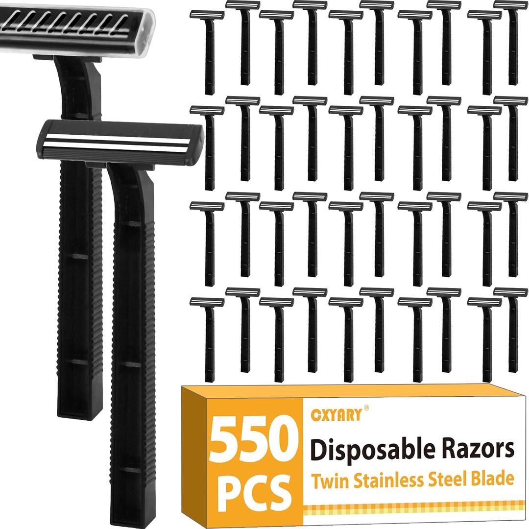CXYARY 550 Pcs Twin Blade Disposable Razors With Clear Safety Cap, Shaving Razors Bulk for Men &Women, Stainless Steel Blade, Multipurpose Portable Shave Razor for Bathing Hotel Travel, Black CXYARY 550 Pcs Twin Blade Disposable Razors With Clear Safety Cap, Shaving Razors Bulk for Men &Women, Stainless Steel Blade, Multipurpose Portable Shave Razor for Bathing Hotel Travel, Black