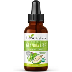 Herbal Goodness Graviola Soursop Leaf Extract | Organic Guanabana Leaves for Cell Support, Immune Boost, and Strong Cell Regeneration | Soursop Bitters USDA Organic Kosher - 1oz