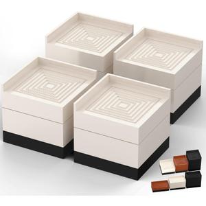 Furniture Risers, Tclouda Bed/Sofa/Desk/Table/Chair Leg/Fridge Lifts to 1.5, 3 and 4 in, Square Adjustable Risers Blocks for Extenders, Heavy Duty Supports Up to 1300 Lbs, 3 in-Apricot-Square