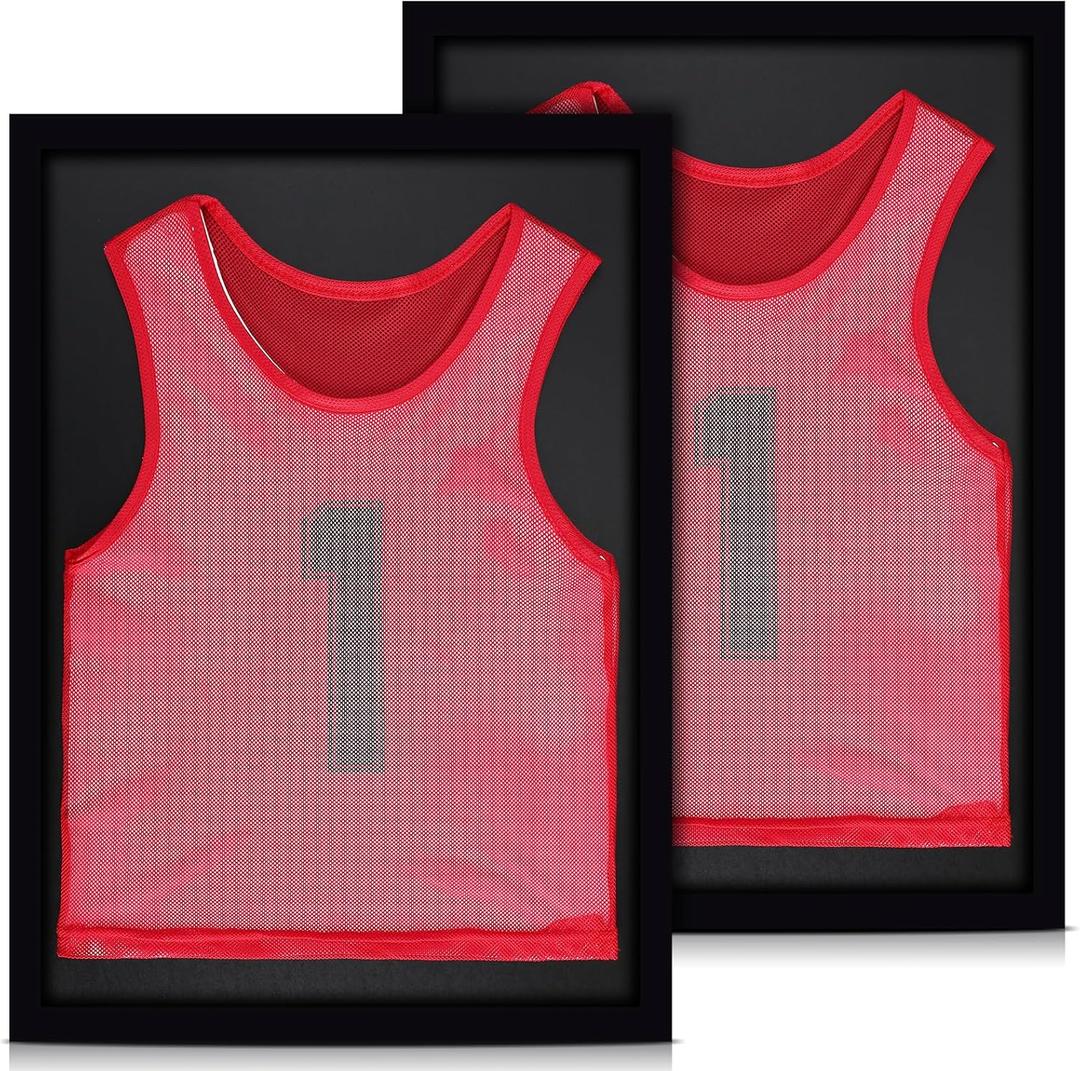 2 Pcs Jersey Display Case 30 x 20 Inch Shadow Box Large Jersey Frame for Wall Display Shirt Frame for Basketball Baseball Soccer Hockey Football Sports Uniform