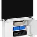 Furinno ECON TV Stand, 4-Tier Entertainment Center with Adjustable Shelf, Open Back TV Console with Door Storage for TV up to 46 Inch, for Living Room, Bedroom, White, 50-inch Tv