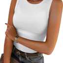 ANRABESS Womens Sleeveless High Neck Tank Tops Fashion Summer Casual Basic Slim Fit Ribbed Racerback Top Shirt Clothes (Large, White)