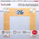 Taylor® Digital Glass with Natural Bamboo Bath Scale