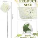 200 Pack White Artificial Roses with Stems, Foam Flowers Bulk
