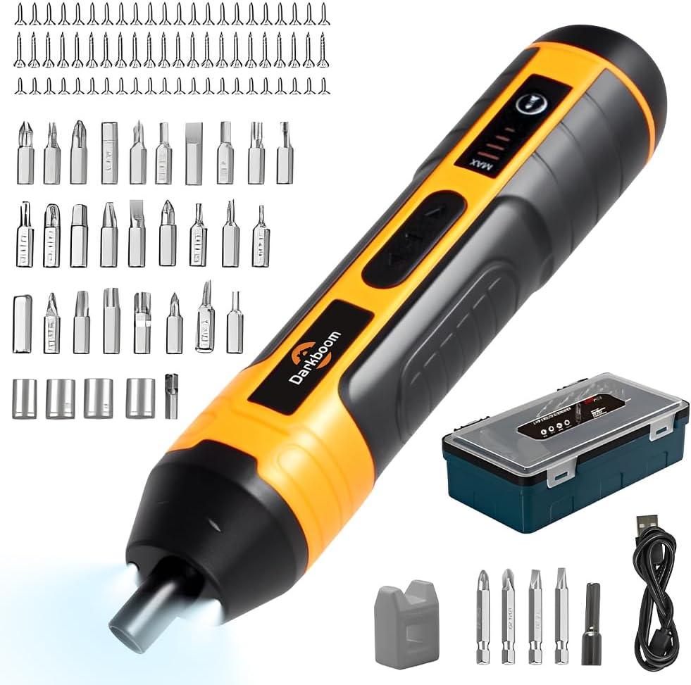 Cordless screwdriver set with LED light,105 in 1 set,Rechargeable electric screwdriver Type-C Input,4-speed Torque Adjustment,Manual-automatic integration
