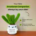 AltrEgo Handmade Crochet Emotional Support Cheery Cactus, Amigurumi Doll with Positive Card, White