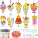 Yaomiao 30 Sets Summer Suncatchers Window Art Drawing Kits DIY Ice Cream Sun Catcher Crafts Bulk Paint Your Own Window Hanging Ornaments for Home Birthday Party Favors Decor Gifts