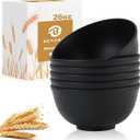 Cereal Bowls - Wheat Straw Bowl Set of 6, 26 OZ Unbreakable Bowls for Kitchen, Alternative to Plastic Bowls Reusable, Microwave Safe Bowl for Soup, Salad, Oatmeal, Snack (Black)