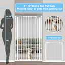 51.18" Extra Tall Cat Gate for Doorway,29.5"- 32.6" Wide Auto Close Tall Pet Gate No Drilling Pressure Mounted for Hallway Kitchen,White