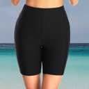 Holipick 5"/7" Swim Shorts Women High Waisted Bathing Suit Shorts Tummy Control Swimsuit Boyshorts Bottom with Liner (Black, XL)