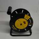 DEWENWILS Extension Cord Storage Reel with 4-Grounded Outlets, Heavy Duty Open Cord Reel for 12/3,14/3,16/3 Gauge Power Cord, Hand Wind Retractable, 13A Circuit Breaker, Yellow, ETL Listed