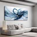 XLSJERST Extra Large Canvas Wall Art - Modern Abstract Abstract Wall Art for Living Room Wall Decor Blue and White Picture Artwork for Living Room Office Bedroom Home Decoration, 30x60 inches