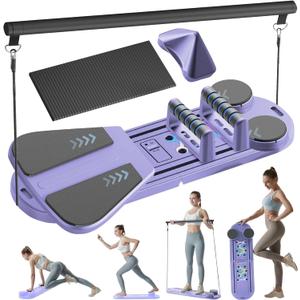 Pilates Reformer Set - Pilates Board for Home Workout, 6 in 1 Portable and Foldable Reformer Pilates Machine, Pilates Equipment for for Core Workouts (Black)