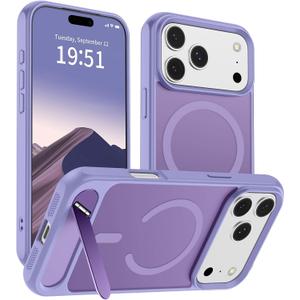 SUPFINE Magnetic for iPhone 17 Pro Max Case (Built-in Invisible Kickstand)(Compatible with MagSafe)(Military Grade Drop Protection) Translucent Matte Shockproof Phone Cover,Lavender Purple