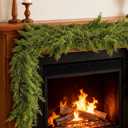 9FT Christmas Cedar Garland, 2Pcs Artificial Real Touch Realistic Greenery Christmas Pine Garland for Fireplace Mantel Table Stairs Indoor Outdoor Holiday Decoration