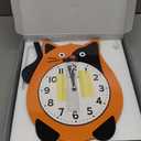 Lafocuse Silent Cat Wall Clock with Swinging Tail Battery Operated, Analog Orange Cat Clocks for Kid's Room, Cute Kids Wall Clock for Living Room Bedroom Home Decor