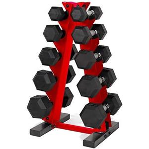 CAP Barbell Coated Hex Dumbbell Weight Set with Vertical Rack | Multiple Options, 4 Pieces, 2 Pairs of 20 and 5