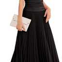 Bbonlinedress Black Formal Long Wedding Guest Pleated Dress Maxi Prom One Shoulder Cocktail Bridesmaid Evening Party Fall Dresses Black L