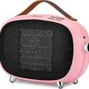 Mini Electric Ceramic Space Heater 800W/400W, Small, PTC with Tip-Over and Overheat Protection, 3 Operating Modes for Office, Bedroom and Under Desk (PINK)