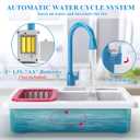 Play Kitchen Sink Toys, Blue Electric Dishwasher Playing Toy with Running Water, Play Food & Tableware Accessories, Kitchen Set Toys, Role Play Sink Set for Toddlers Kids Boys Girls