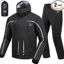 RIDEIRON Motorcycle Rain Gear for Men & Women, Waterproof Rain Suit
15,000 mm Waterproof Rating, Zippered Leg Openings, Roomy Seat Design, Reflective, Breathable, Fishing, Golf, Hunting, 2XL