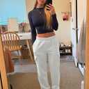 Cargo Sweatpants Women Wide Leg High Waisted Sweat Pants with Pockets Womens Lounge Casual Joggers (Gray, XXL)