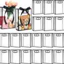 Dunzoom 20 Pcs Clear Plastic Gift Bag with Die Cut Handle Reusable PP Favor Bag for Wedding Bridal Birthday Baby Shower Graduation Mother's Day Party Supplies(10.2 x 7.1 x 3.2'',Black Trim)