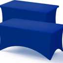 Fixwal 6FT Table Cloth for Rectangle Table, 2 Pack Royal Blue Rectangular Stretch Spandex Fitted Table Covers 6 Foot for Party, Tradeshows, Banquet, Weddings, Graduation
