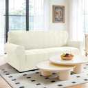 Stretch Sofa Cover Non-Slip Washable Furniture Protector | Stretch, 71"-91".Soft, Non Skid Foam, Elastic Bottom, Machine Washable, for Kids & Pets, Couch & Sofa, Beige Yellow