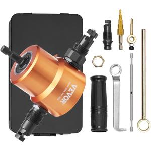 VEVOR Double Head Sheet Metal Nibbler Cutter, 360 Degree Metal Nibbler Drill Attachment with Extra Punch and Die, Cutting Hole Accessory and Step Drill Bit, for Straight Curve and Circle Cutting