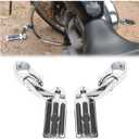 ECOTRIC 1.25'' Motorcycle Highway Footpegs Foot Pegs w/Quick Clamps Compatible with Harley Davidson Touring Road King Street Glide Honda Kawasaki Suzuki Yamaha Crash Bar Engine Guards - Short Angle