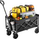 VEVOR Collapsible Folding Wagon with Wheels, Wagons Carts Foldable with 225lbs Capacity, Lightweight Portable Utility Wagon Cart for Grocery Shopping Sports Camping and Garden (Black)
