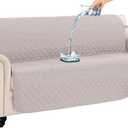 100% Waterproof Couch Cover for Dogs Washable Anti Slip Dog Couch Covers Protecter 3 Cushions Sofa Slipcover with Pockets (78" Sofa, Beige)