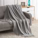 BOURINA Light Grey Throw Blanket 50x60 Inches Throw Textured Solid Soft Sofa Couch Decorative Knit Blanket