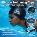 Extra Large Swim Cap for Long Hair and Braids, Swimming Cap for Women Dreadlocks Thick Curly Hair Waterproof Silicone Swim Caps Keep Your Hair Dry (Black, L)
