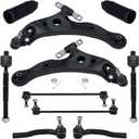 TUCAREST 10Pcs Suspension Kit Fit For 12-17 To-yota Camry, 13-18 Avalon, 2 Front Lower Control Arm w/Ball joint + Outer Inner Tie Rod + Sway Bar + Boots [# K621476 K621477 K750123 EV801497 ES800930]