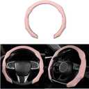 Mandark Car Steering Wheel Cover, Suede Sport Vehicle Steer Wheel Protector Fitting 15 Inch, Non-Slip Comfortable Automotive Interior Decoration Accessories, Universal for Most Cars (Pink)