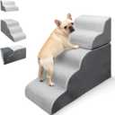 Dog Stairs Ramp for Small Dogs,5-Step Dog Steps,Foldable Pet Stairs for High Beds and Couch,Curved 2 in 1 with Zippers Non-Slip Balanced Pet Ramp and CertiPUR-US Certified Foam,Grey