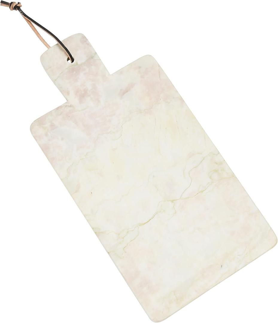 Bloomingville Sage Color Marble Tray with Leather Tie Cheese and Cutting Board, 16" L x 1" W x 8" H (AH2263)