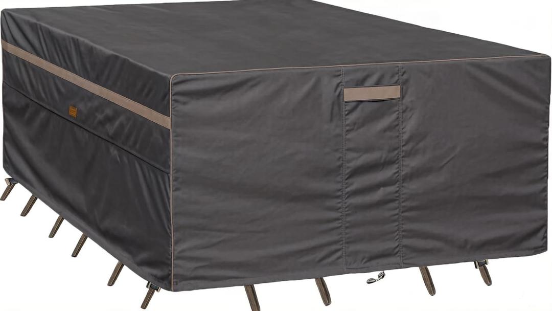 Heavy Duty Waterproof Patio Furniture Covers,Fade Resistant Outdoor Table and Chair Covers Rectangular 90" Wx 60" D x 28" H Dark Grey