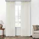 SHINELAND 120 Inch Curtains Extra Long,10 FT Length Linen Sheer Back Tab Hooks Track High Ceiling Curtains for Living Room,Cream (Natural)