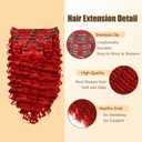 RED Deep Wave Clip in Hair Extensions,Soft Real Human Hair 120g 7pcs,24 Inch Brazilian Remy Wine Red Clip ins for Women,RED Curly Clip ins Silky Hair Extensions