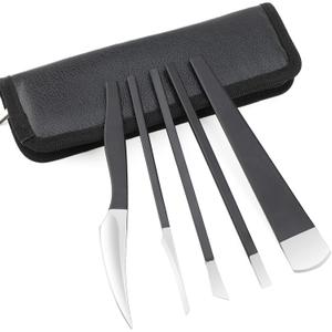 2 x Pedicure Knife Kit, 5pcs Black Foot Dead Callus Remover Stainless Set, Professional Ingrown Toenail Steel Tools, Feet Skin Care Nail File Tool Manicure Clippers Cuticle Scraper Toe Shaver