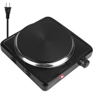 TeqHome Hot Plate, 1500W Portable Electric Stove for Cooking with 5 Levels Adjustable Temperature & Knob Control,Countertop Single Coil Burner Cast Iron Cooktop for All Cookwares Home Camp RV (Black)