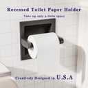 Matte Black Recessed Toilet Paper Holder for Large Rolls, Pivoting Black Toilet Paper Holder Wall Mount Stainless Steel, in Wall Toilet Paper Holders Black, Bathroom Toilet Paper Wall Holder