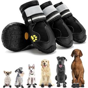 Dog Shoes, Dog Boots for Small, Medium & Large Dogs, Anti-Slip & Paw Protectors Pet Shoes for Indoor/Outdoor Walking on Summer Hot Pavement, Winter Snowy Day,Rainny Day (4PCS, Black) (2.36"(W)x2.56"(L))