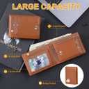 GSG Mens RFID Blocking Bifold Wallet Genuine Leather Slim Front Pocket Wallet with 10 Card Slots, Gift Box & Discreet Tracker Slot for AirTag or Similar Device, Black, Brown