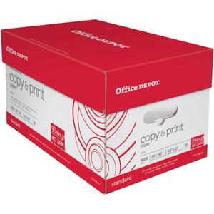 Office Depot Copy Print Paper, 8 1/2in. x 11in., 20 Lb, 500 Sheets Per Ream, Case Of 10 Reams, 1